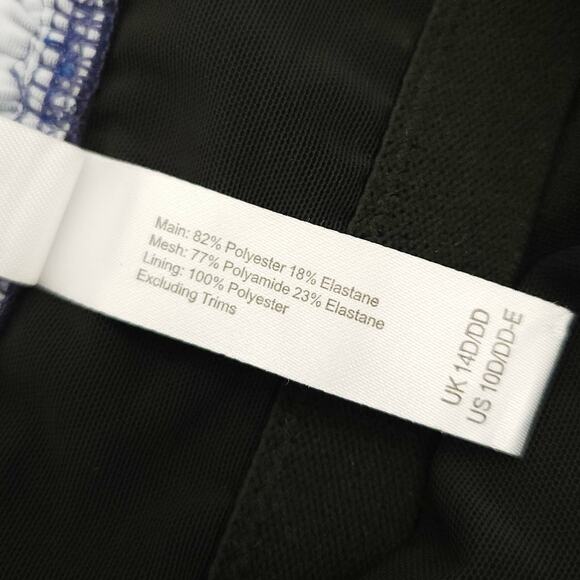 PEEK & BEAU Asos Eco Ruffle belted navy polka dot one piece swimsuit 10 D/DD-E - Picture 3 of 5